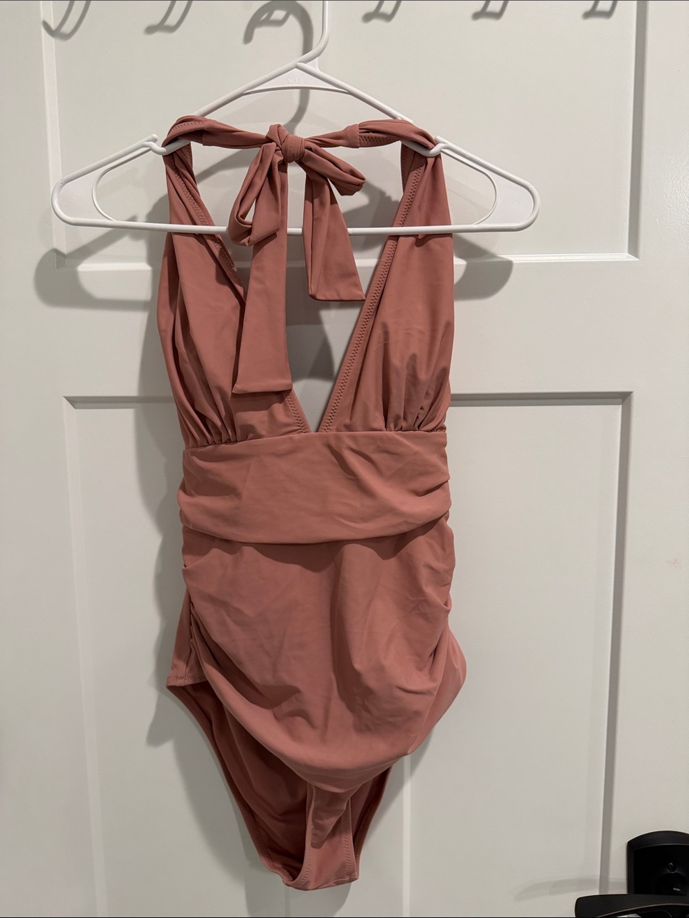 Women's Mauve Halter One-Piece Swimsuit with Waistband